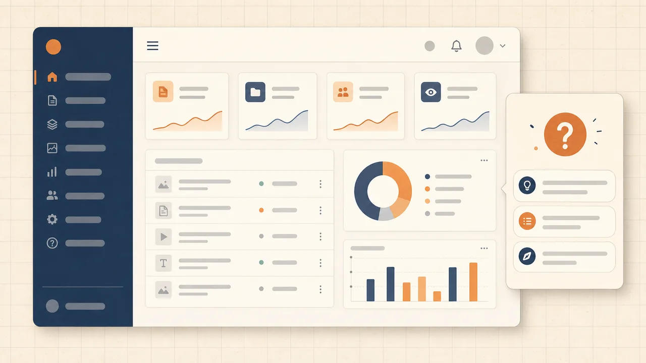 Joomla admin dashboard with AI helper assistant panel Joomla admin dashboard with AI helper assistant panel