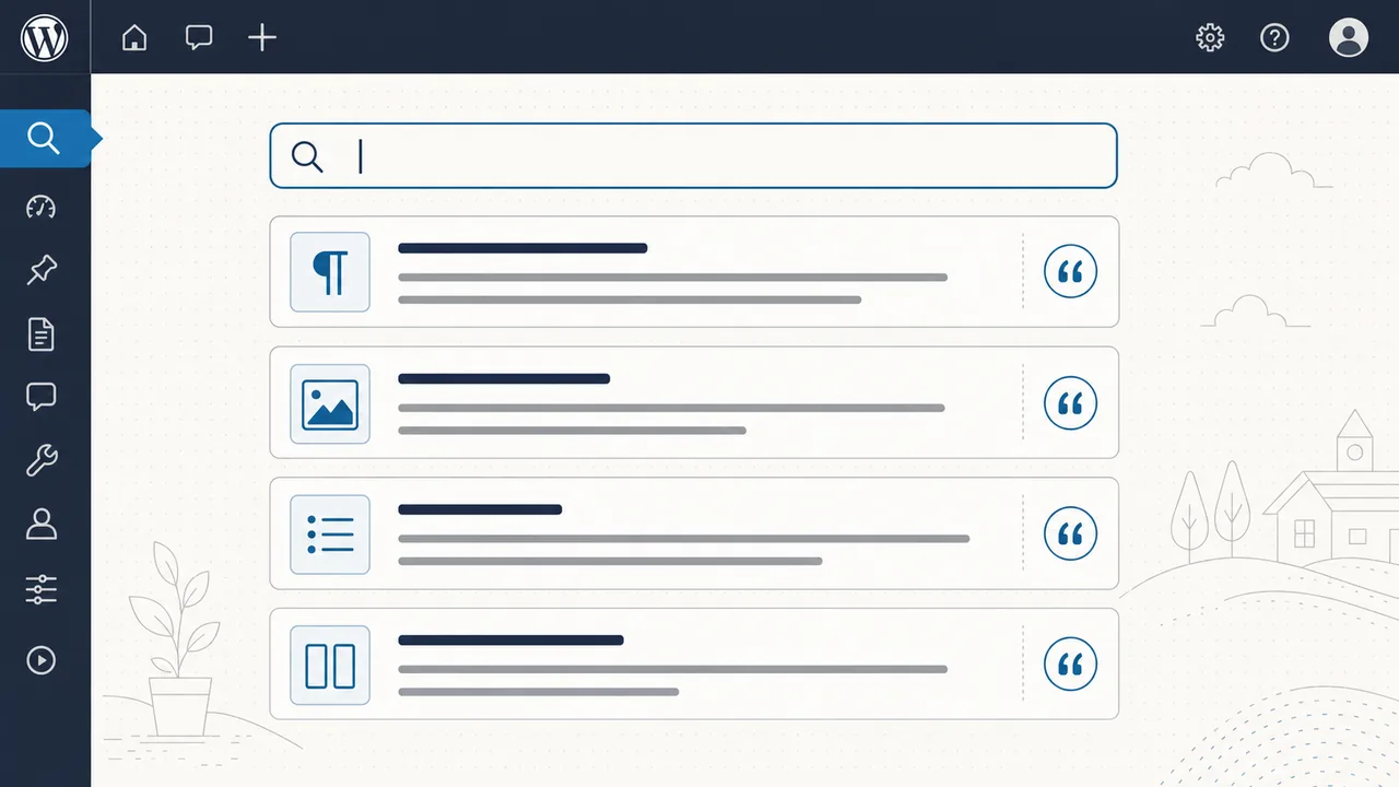 AI-powered WordPress site search results panel