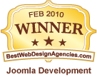 BestWebDesignAgencies Joomla Development award badge February 2010