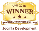 BestWebDesignAgencies Joomla Development award badge April 2010