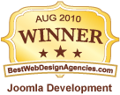 BestWebDesignAgencies Joomla Development winner badge August 2010