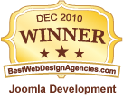 BestWebDesignAgencies Joomla Development winner badge December 2010