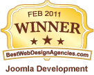 BestWebDesignAgencies Joomla Development winner badge February 2011