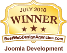 BestWebDesignAgencies Joomla Development winner badge July 2010