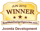 BestWebDesignAgencies Joomla Development winner badge June 2010