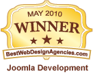 BestWebDesignAgencies Joomla Development winner badge May 2010