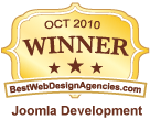 BestWebDesignAgencies Joomla Development winner badge October 2010