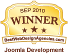 BestWebDesignAgencies Joomla Development winner badge September 2010