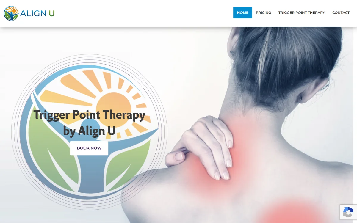 ALIGN U website screenshot - Trigger point therapy, posture analysis, and yoga studio