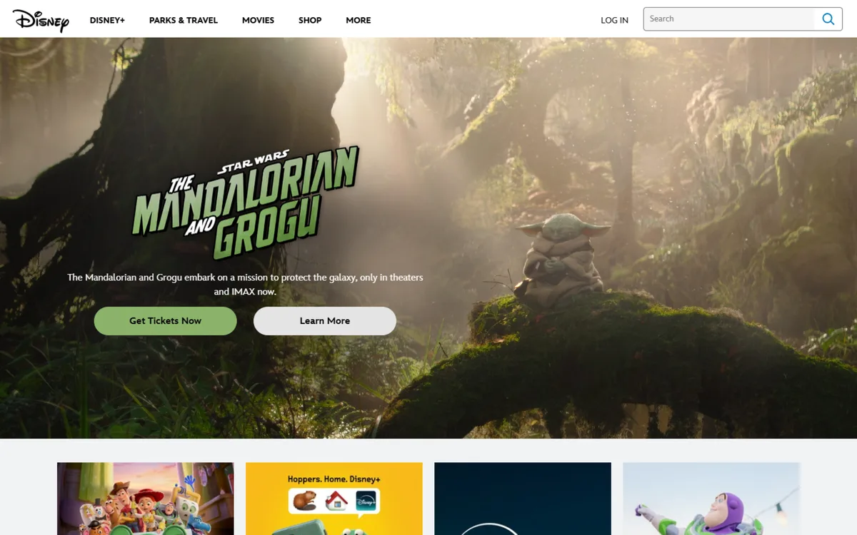 Disney website screenshot - Enterprise rich-media campaign work