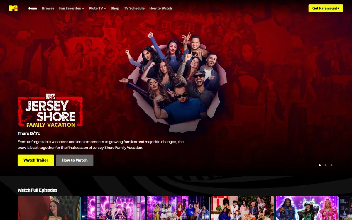 MTV website screenshot - Music television campaign and event work