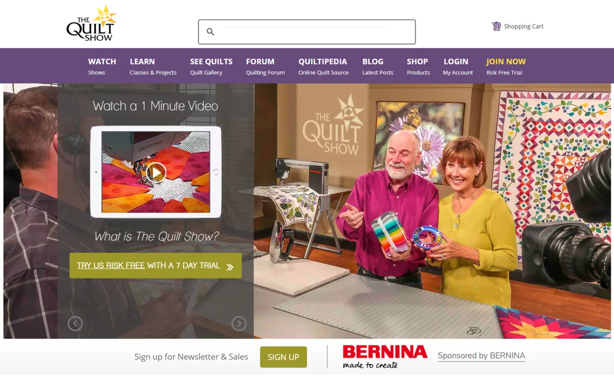 The Quilt Show website screenshot - Subscription video and community platform