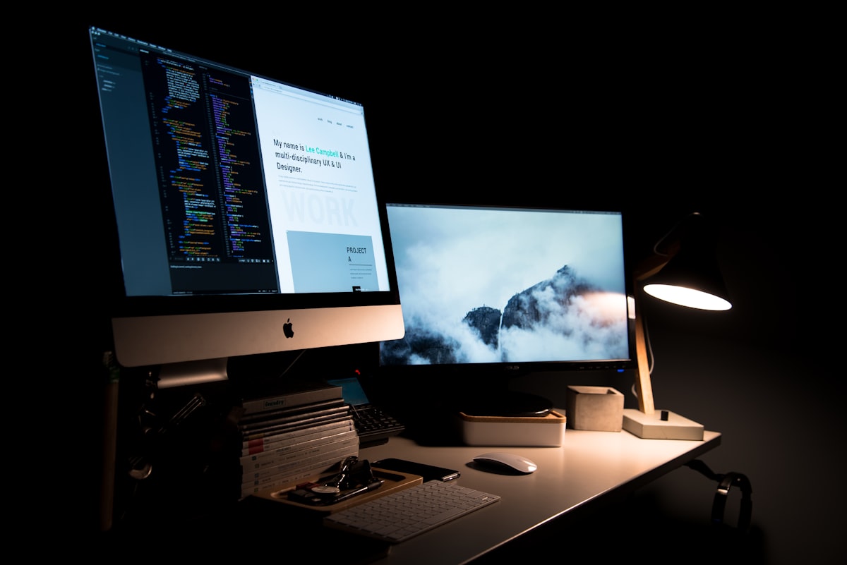 A high-fidelity mockup on a designer's screen with annotated specs