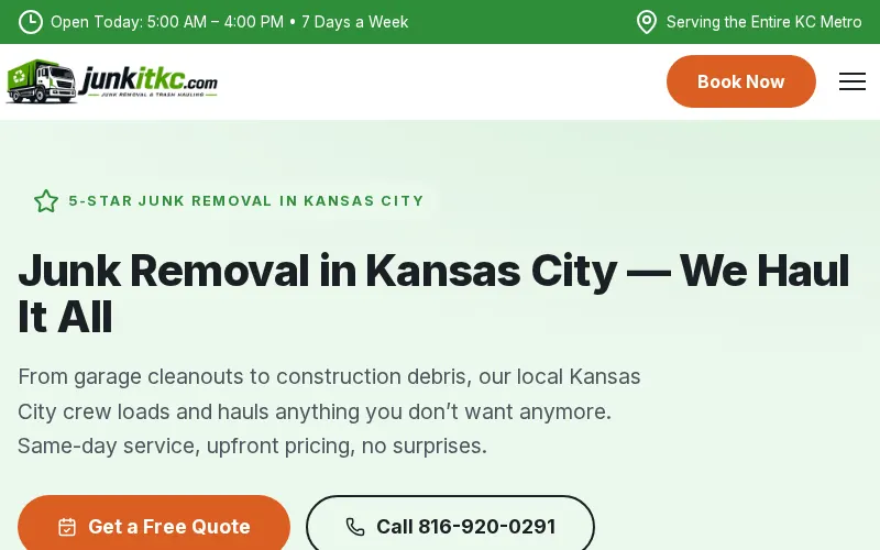 Junk It KC homepage design