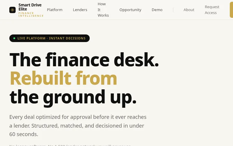 Smart Drive Elite finance platform homepage